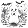 Midjourney Prompt for Halloween Themed Coloring Pages