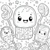 Midjourney Prompt for Kawaii Style Coloring Pages