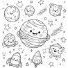 Midjourney Prompt for Kawaii Style Coloring Pages