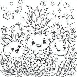 Midjourney Prompt for Kawaii Style Coloring Pages