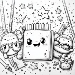 Midjourney Prompt for Kawaii Style Coloring Pages