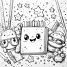 Midjourney Prompt for Kawaii Style Coloring Pages