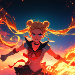 Midjourney Prompt for Anime Flame Action