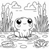 DALL-E Prompt for Frog Adventure Coloring Pages