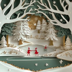 Midjourney Prompt for Elegant Christmas Cards Paperart Style