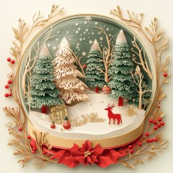 Midjourney Prompt for Elegant Christmas Cards Paperart Style