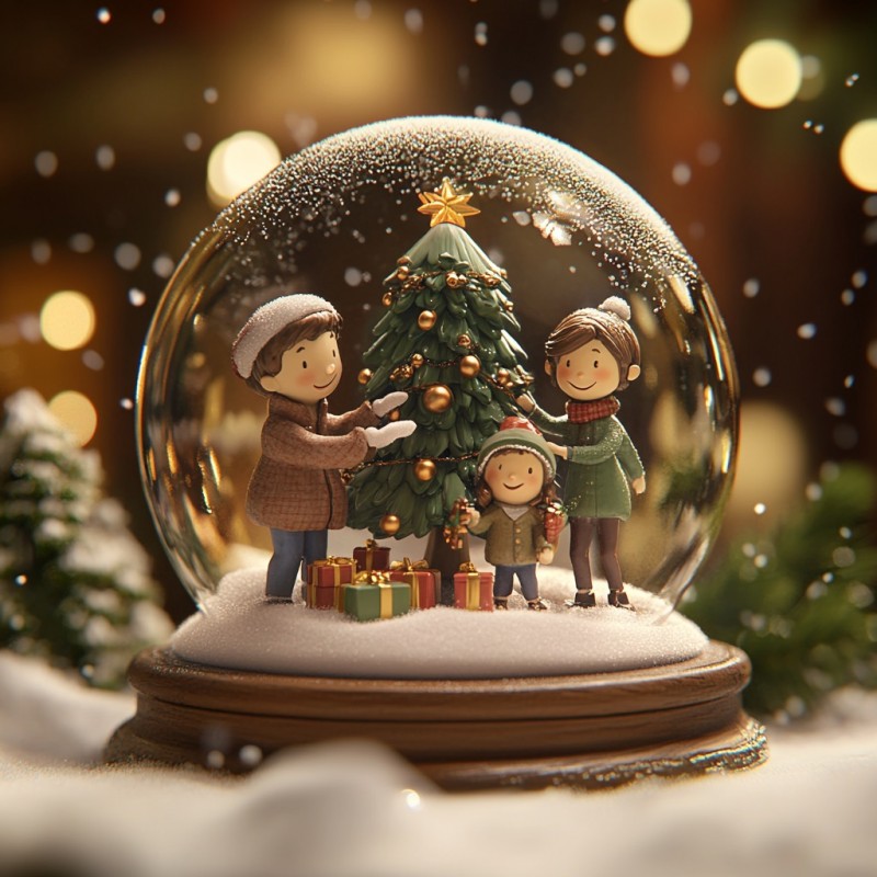 Midjourney Prompt for Christmas Snow Globe Claymation Style