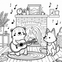 DALL-E Prompt for Super Cute And Cozy Coloring Book Pages