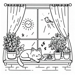 DALL-E Prompt for Super Cute And Cozy Coloring Book Pages