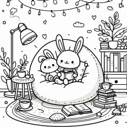 DALL-E Prompt for Super Cute And Cozy Coloring Book Pages