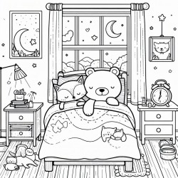 DALL-E Prompt for Super Cute And Cozy Coloring Book Pages