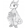 Midjourney Prompt for Ukiyo-e Style Cute Character Coloring Page