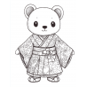 Midjourney Prompt for Ukiyo-e Style Cute Character Coloring Page