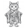 Midjourney Prompt for Ukiyo-e Style Cute Character Coloring Page