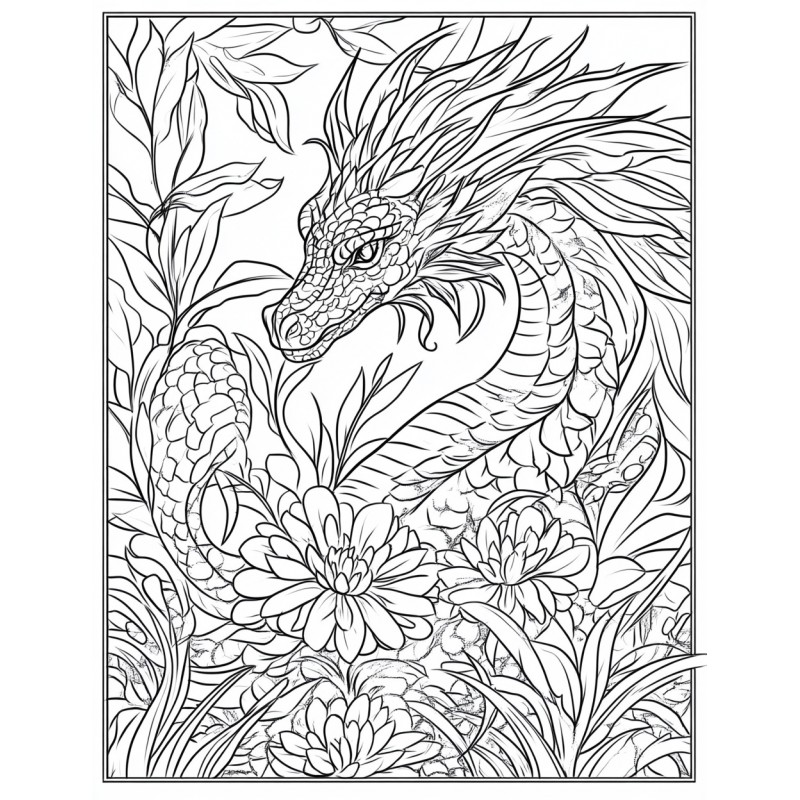 Midjourney Prompt for Art Nouveau Animal Garden Coloring Page