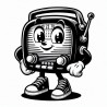 DALL-E Prompt for Retro Black And White Mascot Characters