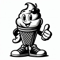 DALL-E Prompt for Retro Black And White Mascot Characters