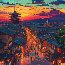 Midjourney Prompt for Vibrant Cityscapes Anime Style