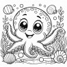 Midjourney Prompt for Underwater Cartoon Coloring Pages