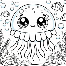 Midjourney Prompt for Underwater Cartoon Coloring Pages