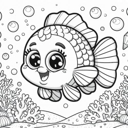 Midjourney Prompt for Underwater Cartoon Coloring Pages