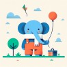 DALL-E Prompt for Playful Animal Flat Illustrations