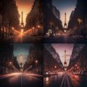 Vintage Cityscapes at Dusk