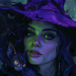 Witch and Familiar Clip Art