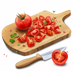 Food on Cutting Board Clip Art