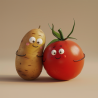 Cute Veggie Couples Characters In Love