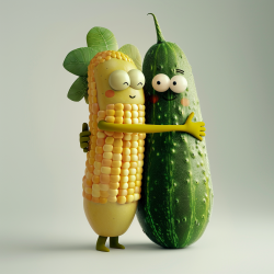 Cute Veggie Couples Characters In Love