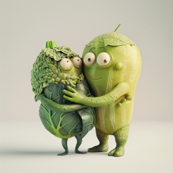 Cute Veggie Couples Characters In Love