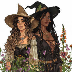 Gothic Witchy Ladies Clip Art