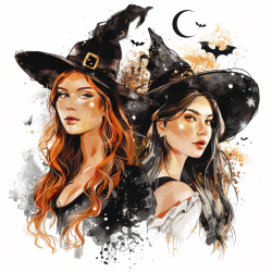 Gothic Witchy Ladies Clip Art