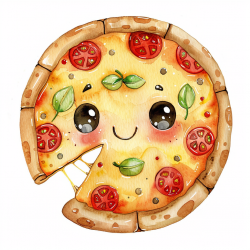 Cute Watercolor Kawaii Food Illustration