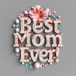 3D Typography Stickers For Mothers Day