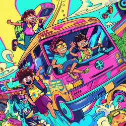 Colorful Rip N Dip Style Illustrations