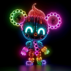 Fluorescent Wire Frame Chibi Characters