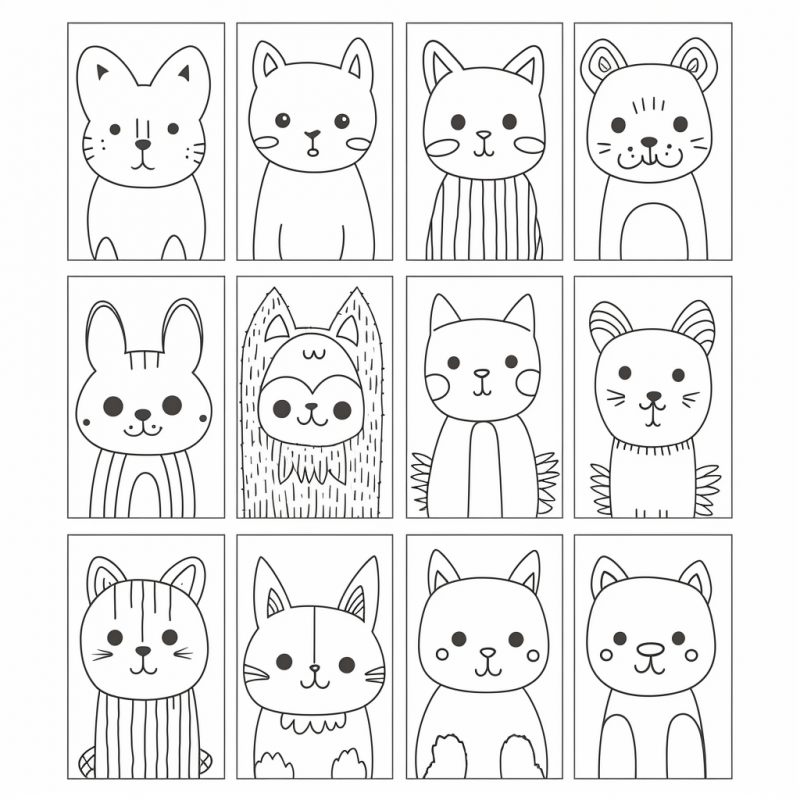 Kawaii Patterns Coloring Book Pages