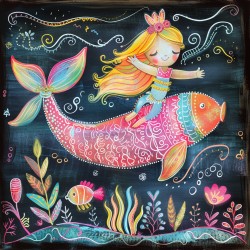 Whimsical Chalkboard Kids Illustrations